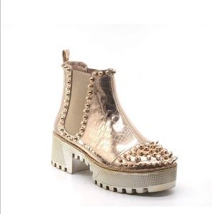Rose gold spike boots